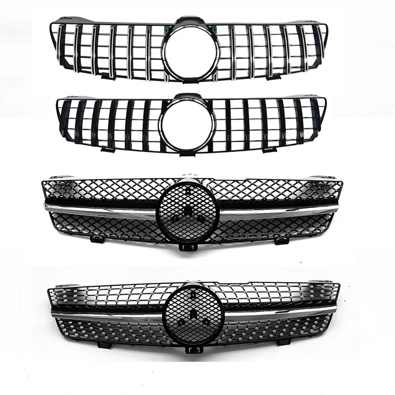 For Mercedes Benz CLS-Class W219 CLS350 CLS500 2009-2011 AMG Chrome Silver Diamonds Style Bumper Grille GTR Style Hood Grilles