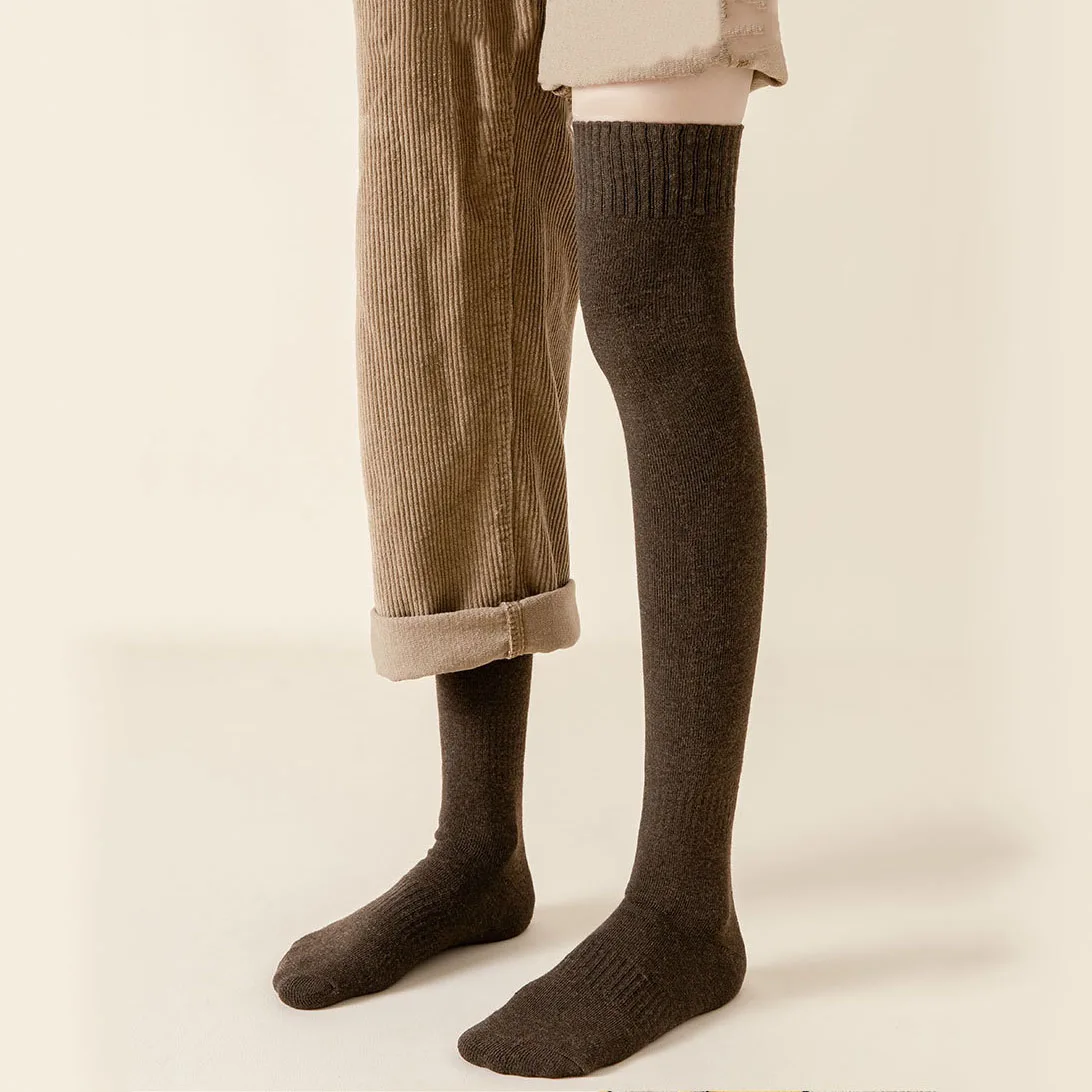 여성용 무릎 위까지 오는 롱 스타킹 겨울 보온용 두꺼운 양말