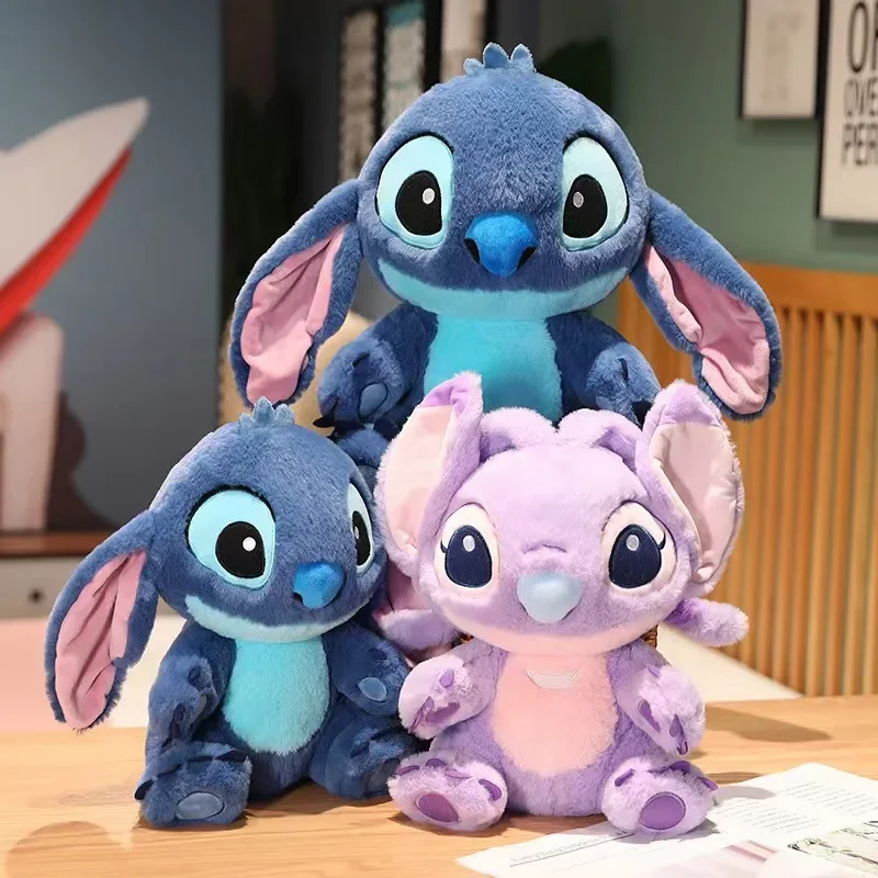 30-75CM New Disney Lilo & Stitch Plush Toy Anime Doll Cute Angel Cartoon Stuffed Soft Kawaii Companion Children's Birthday Gift