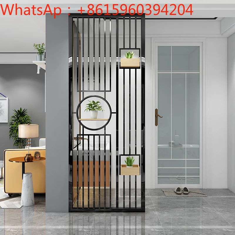 Stainless steel screen partition living room light luxury grille metal modern minimalist Nordic entry titanium porch