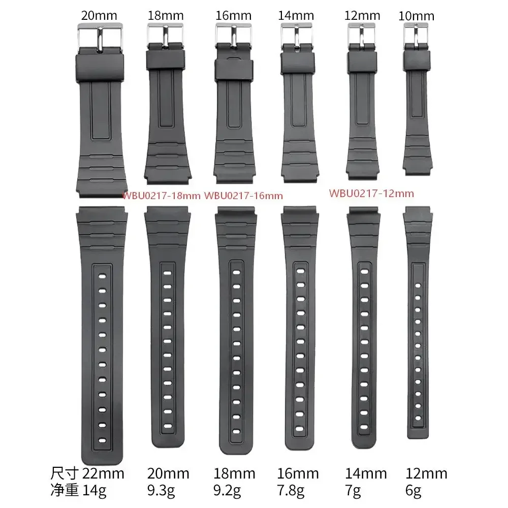 12/14/16/18/20/22mm Silikon-Uhrenarmband für Casio W800H SGW400 F91W F84 F105/108 A158/168 AE1200/1300 Band PU-Harz-Armband – Detail 26