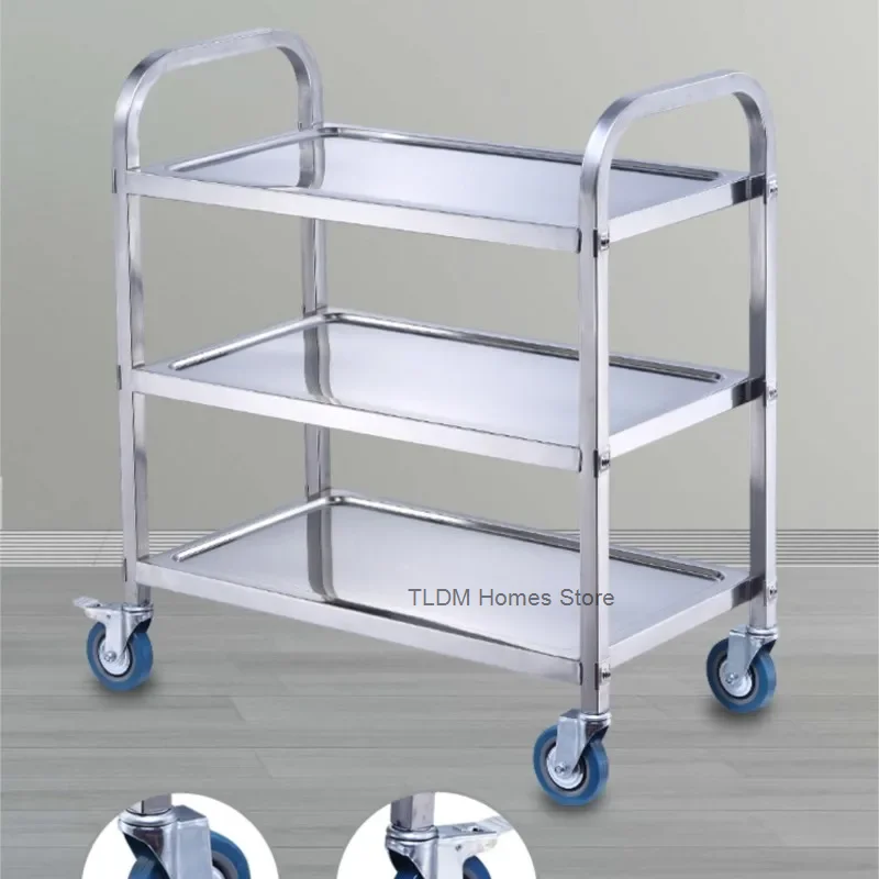 Three-tier Dining TrolleyStainless Steel Receiving TrolleyWine TrolleyMobile TrolleyBowl Trolley Carritos Multiusos Kitchen