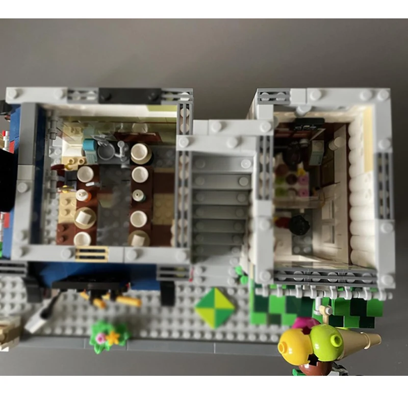 Модель City Street View MOC, строительные кирпичи, лапша, бар, магазин мороженого, модульные технологии, подарки, праздник, сборка, детский игрушечный костюм