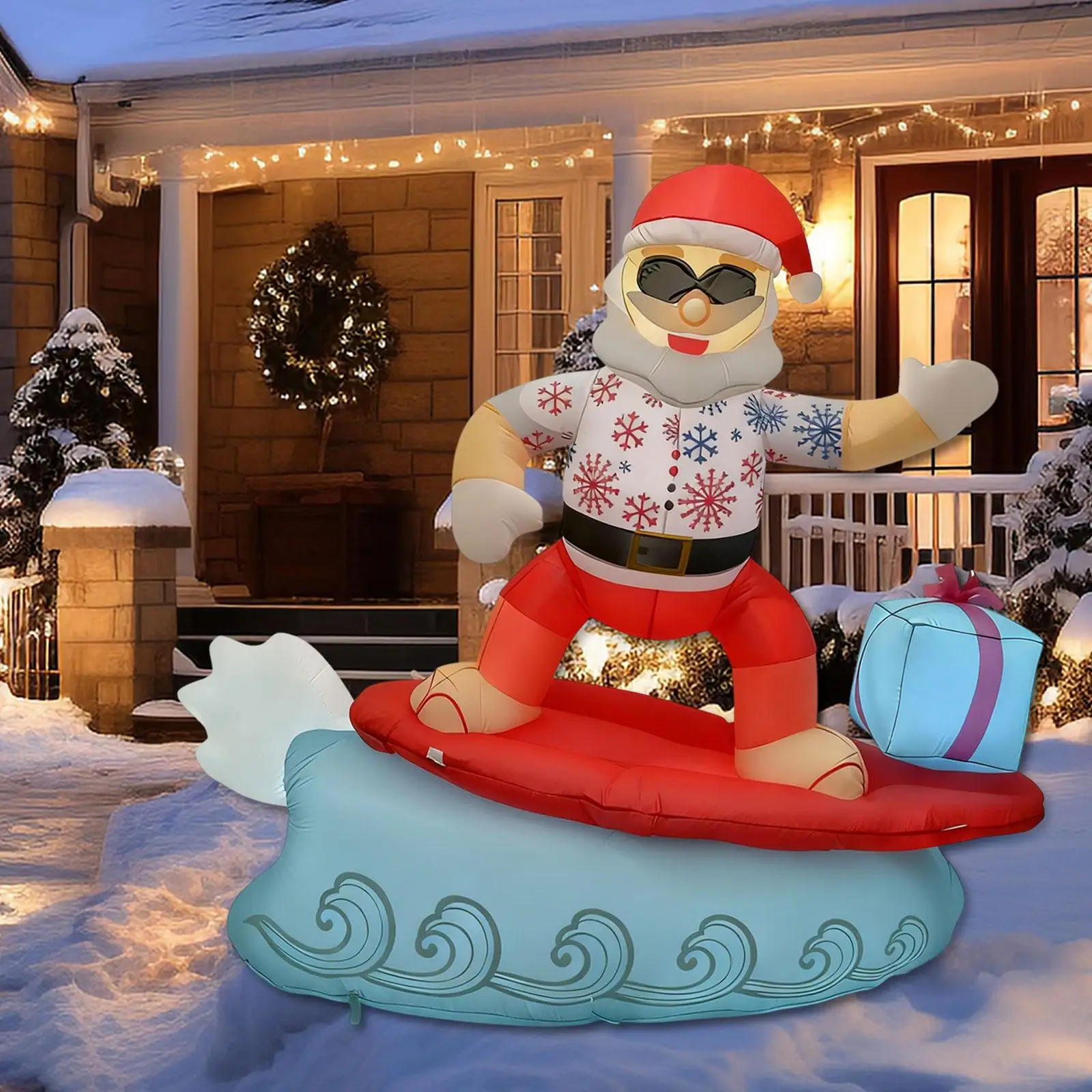 

Рождественские надувные лодки для серфинга Санта-Клаус, окно на крыше, новинка, балкон, зимний уличный гавайский декор с подарочной сумкой, реквизит