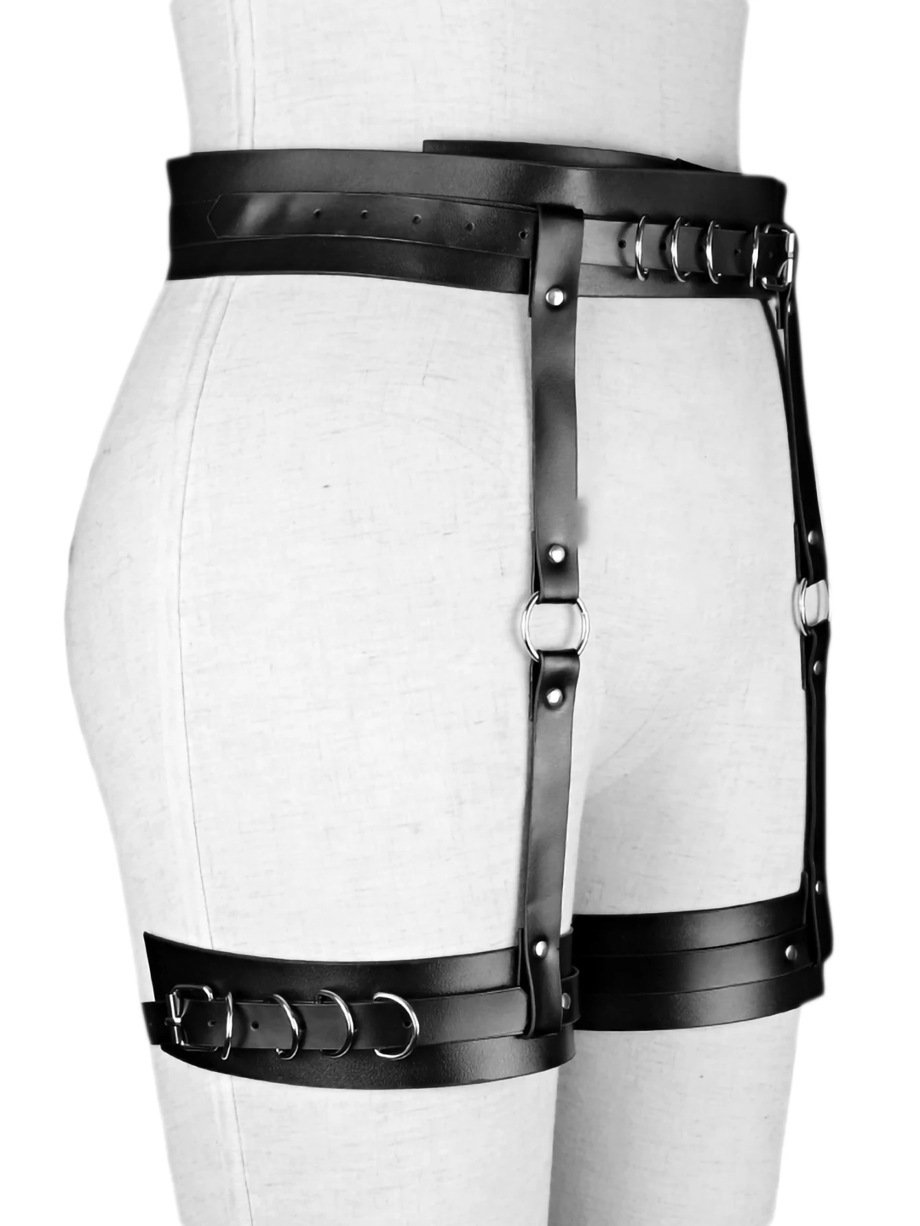 Sexy Woman Lingerie Goth Leather Garter Belt Punk Lower Body Harness Bondage Erotic Thigh Strap Sexy Woman Stockings Suspenders