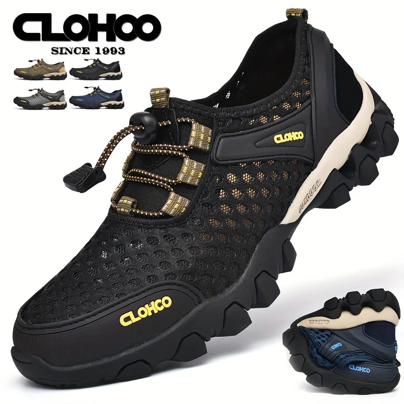 CLOHOO Men's Lightweight Mesh Sports Shoes Casual Non-slip Rubber Sole Hiking Shoes Outdoor Camping Running Athletic Sports