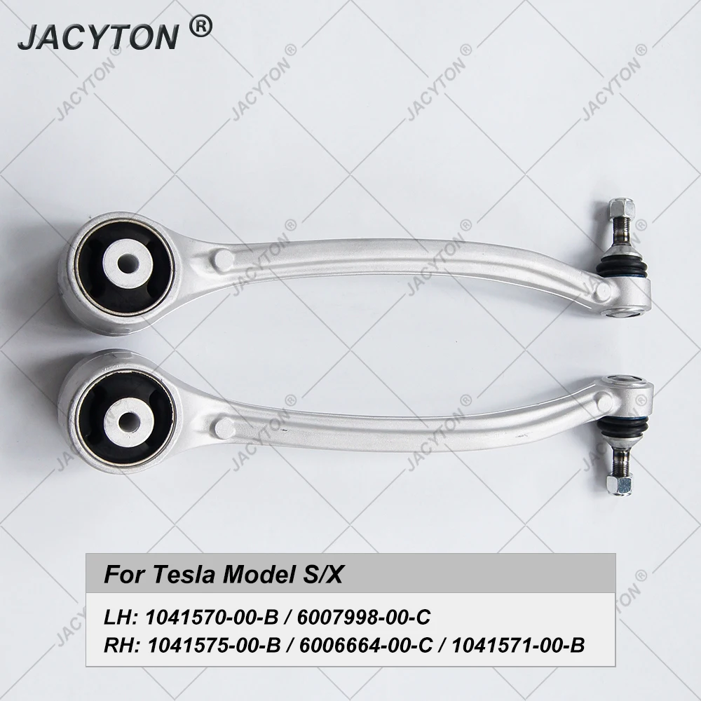 JACYTON Pair Front Suspension Lower Bend Control Arm For Tesla Model S X 5YJS 5YJX 1041570-00-B 6007998-00-C 1041575-00-B