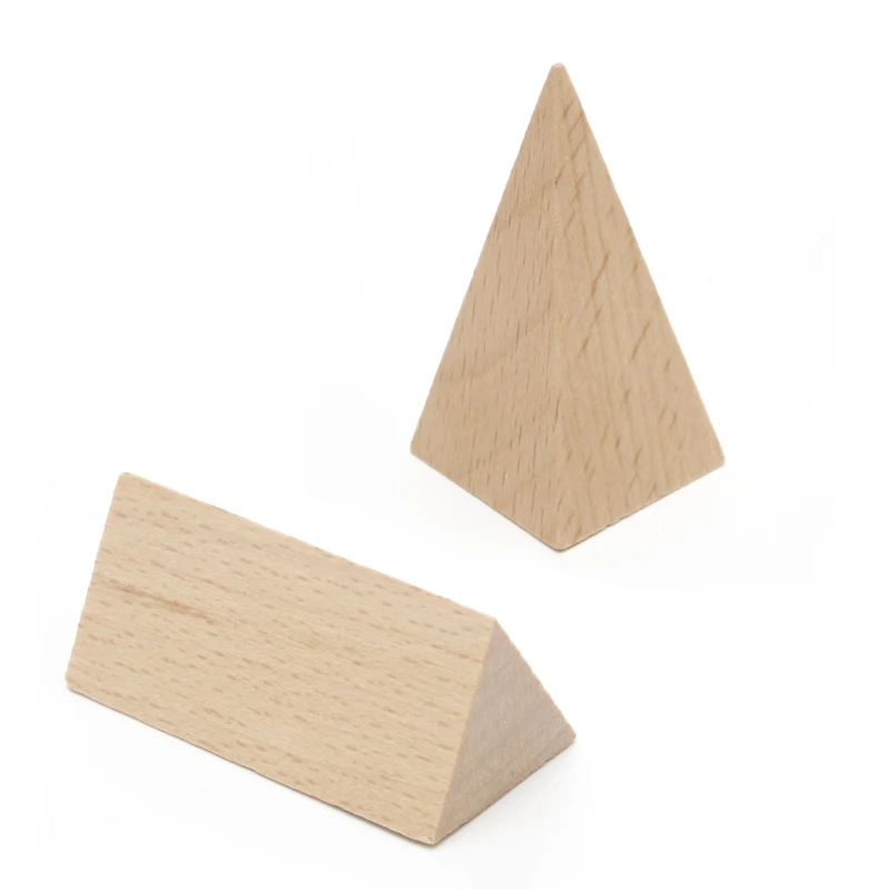 Wooden Geometric Solids 3-D Shapes for School Home