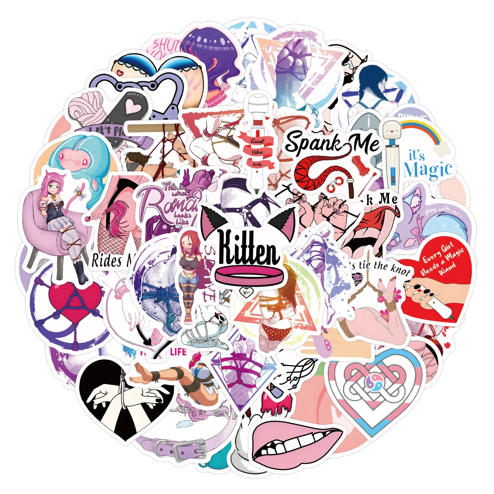 120枚入り エロ漫画ステッカー 面白いBDSMグラフィティ 防水装飾 ラップトップ 電話 ギター バイク スケートボード デカール