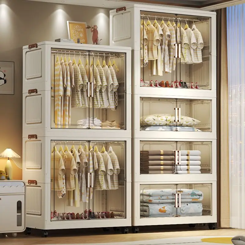 70cm/80cm Transparent Foldable Wardrobe, Portable Large-Capacity Storage Cabinet, Space-Saving Bedroom/Living Room Organizer 5