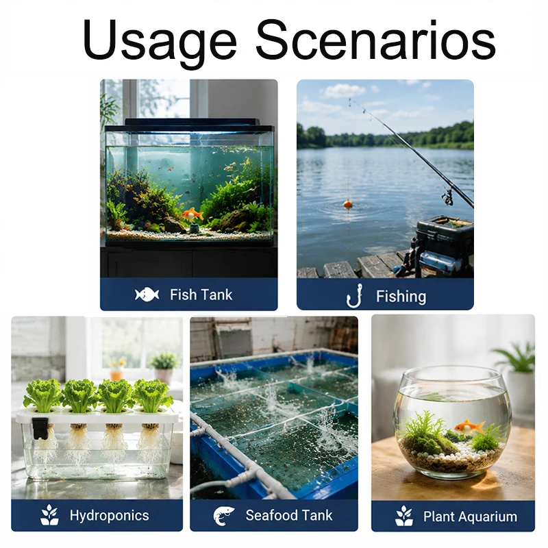 USB-Aquarium-Sauerstoffpumpe, tragbarer Mini-Doppelloch-Luftkompressor, geräuscharmer Belüfter für Fischbecken, einstellbares Luftvolumen, Zubehör – Detail 5