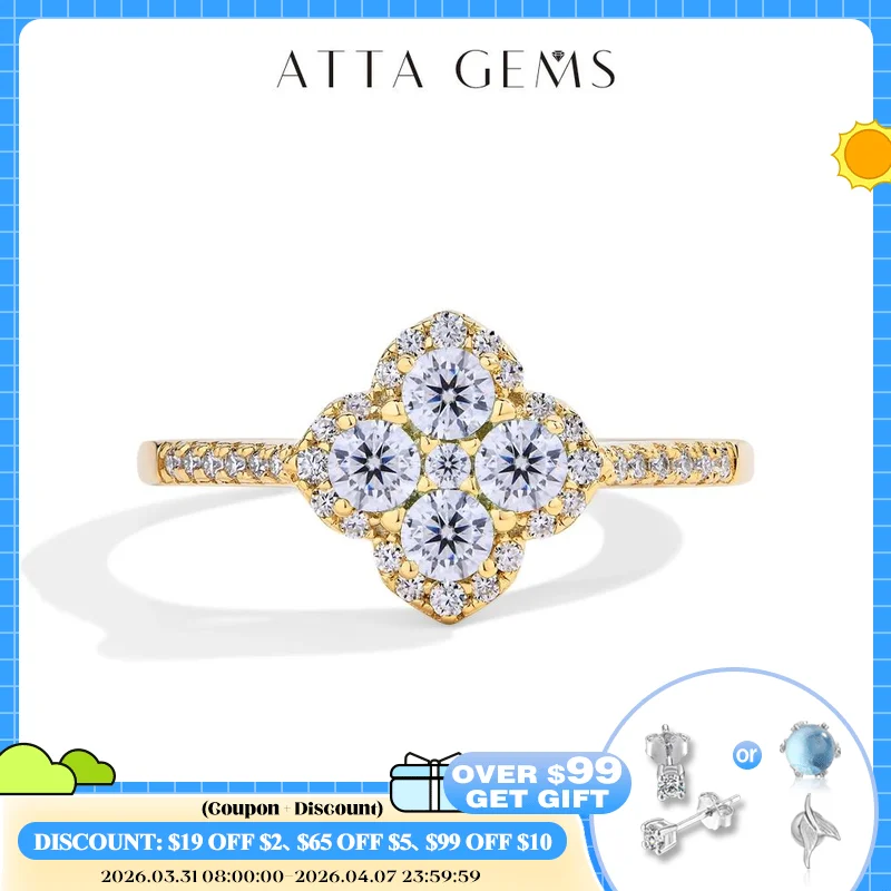 ATTAGEMS Klassische Moissanit-Ringe für Damen, D-Farbe, VVS1, echtes 925er-Sterlingsilber, Verlobung, Hochzeit, Party, exquisiter feiner Schmuck