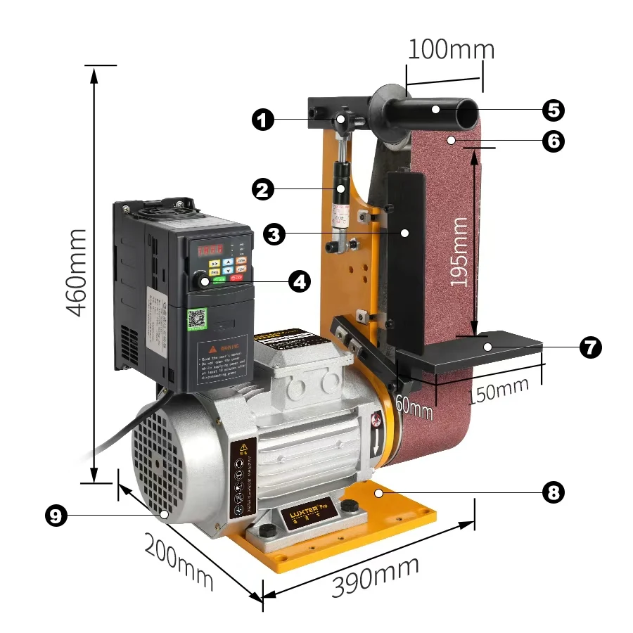 LUXTER Bandschuurmachine 1,5 kW slijpmachine Bench Grinder Sander