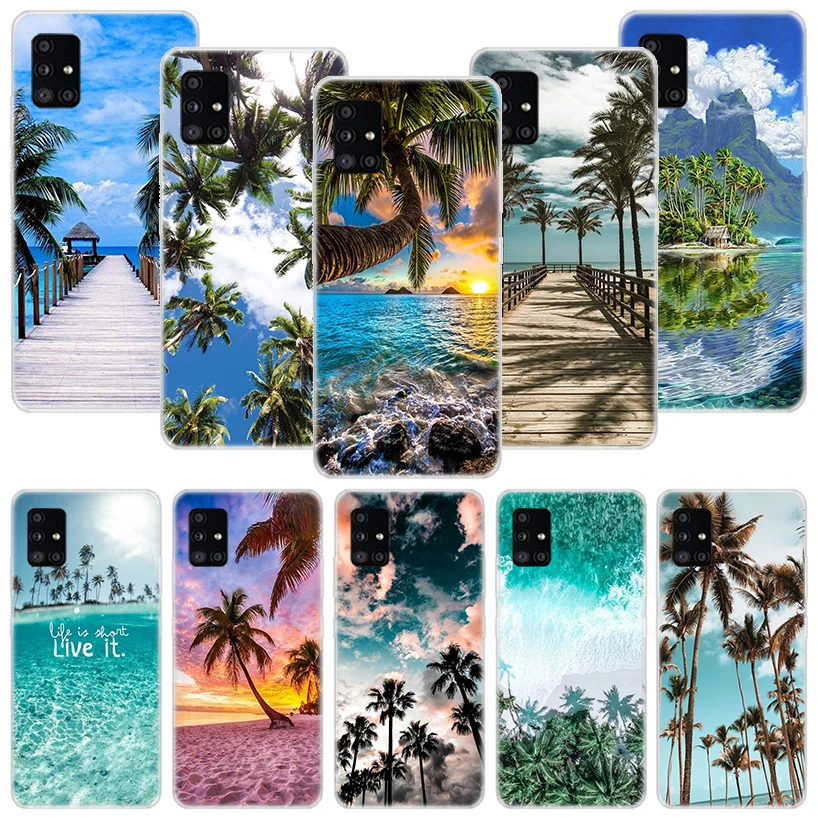 Summer Beach Sunset Sea Palm Tree Phone Case For Samsung Galaxy A51 A71 A41 A31 A21S A11 A01 A70 A50 A40 A30S A20E A20S A10S A6