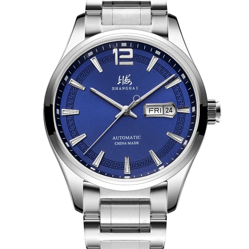 

Shanghai Watch Blue Fashion Trend Transparent Bottom Steel Belt Waterproof Automatic Mechanical Watch Men's Watch 706