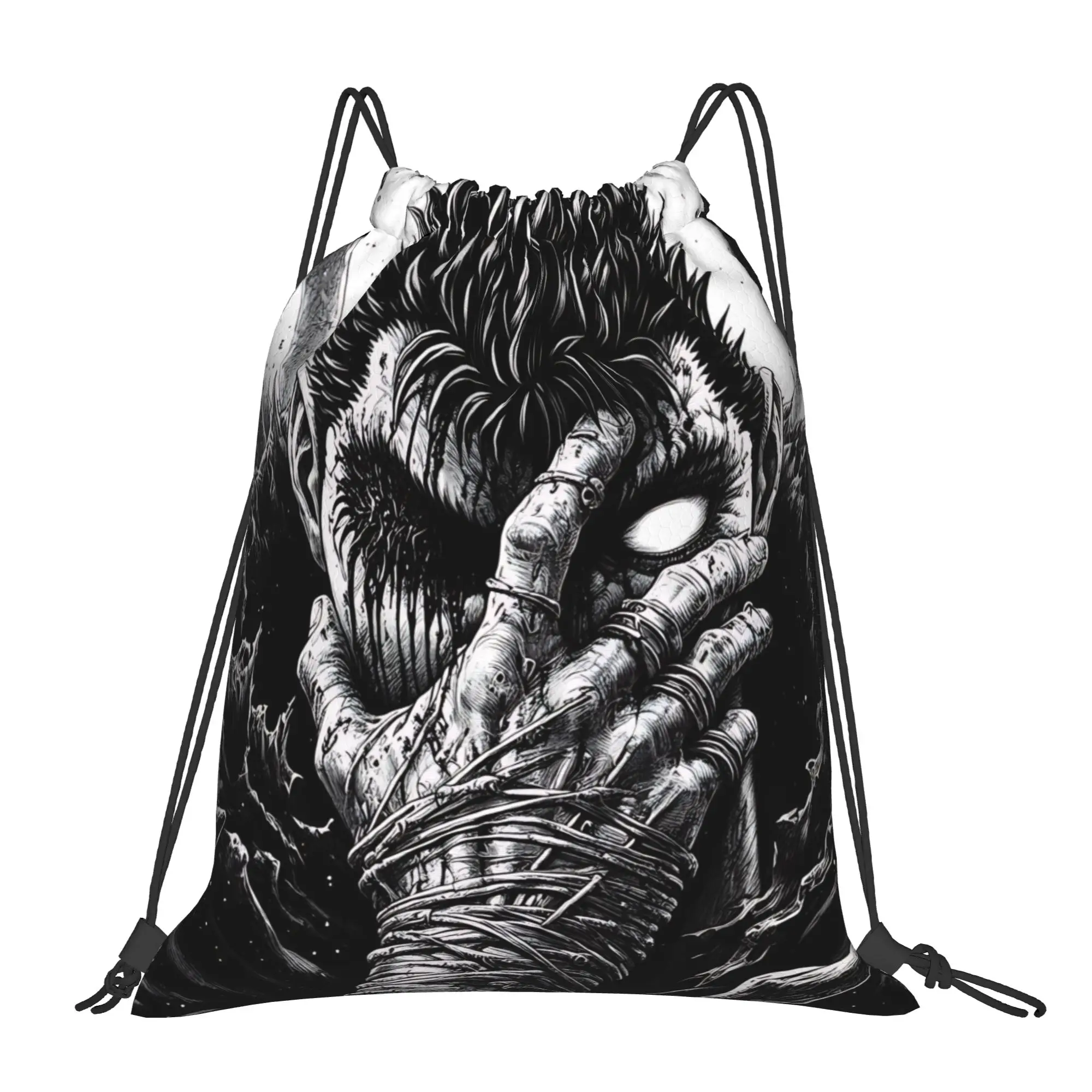 1 unidad de bolsa con cordón de diseño moderno de Manga Berserk, mochila de compras, bolsa para zapatos escolares