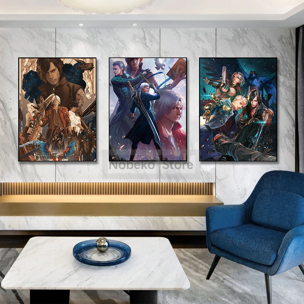 Classic Japanese Video Action Games Devil May Cry 5 Dante Nero V Poster Prints Canvas Painting Wall Art Pictures Home Room Decor