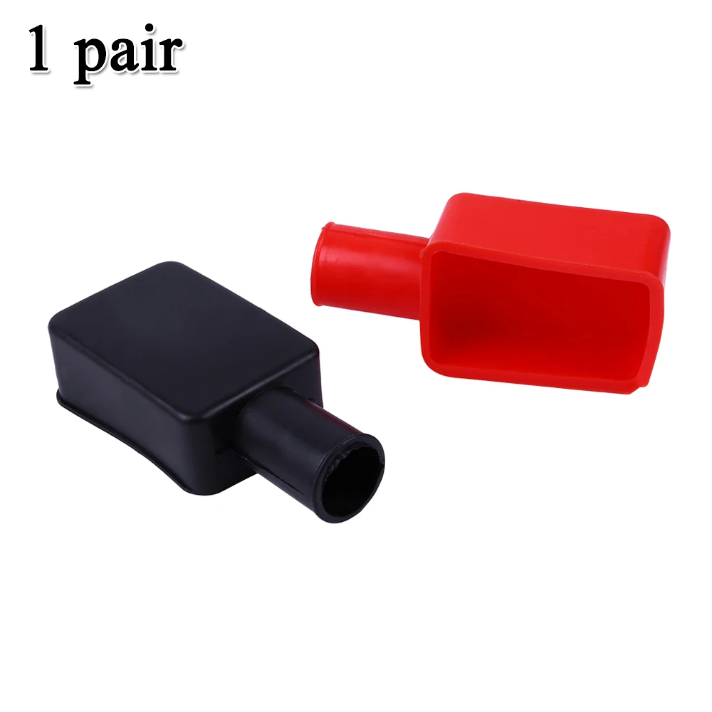 2pcs Car Positive Battery Terminal Insulating Cap Cover Wire Connector Straight Square Cap For Cars Motorcycles Trucks Motor