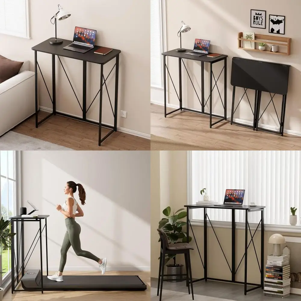 

Compact 39 Folding Desk for Home Office, Adjustable Sit-Stand Desk for Treadmill Use