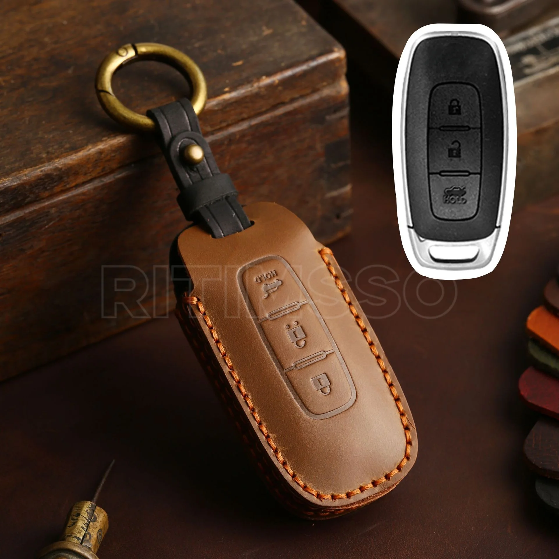 Leather Car Key Case Cover for Nissan X-trail T33 Qashqai 2022 J12 Ariya Altima Teana 2022 2023 Key Cover Car Accessories