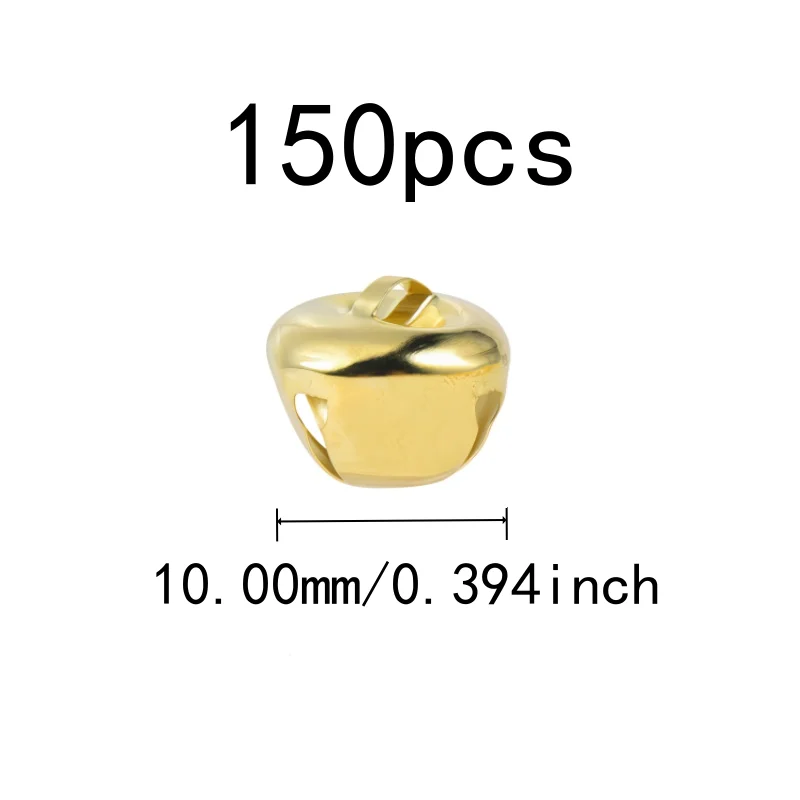 Cross Shape Design 10mm Jingle Bell Charms 150 pcs, perfect for Christmas Tree Decor, Metal Alloy Material, Gold