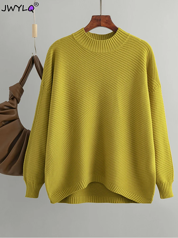 Oversized Sweater Solid Color Loose Casual Pullover Sweater Womens Autumn Winter  Warm Knit O-neck Female Jumper Long Sleeve Top