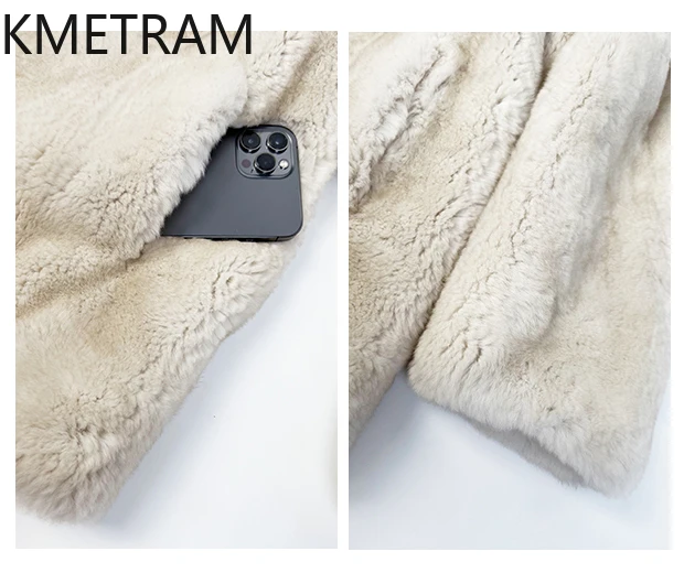 천연 렉스 토끼털 코트 여성 패션 오프화이트 리얼 퍼 코트 여성용 고품질 겨울옷 2025 여성용 코트