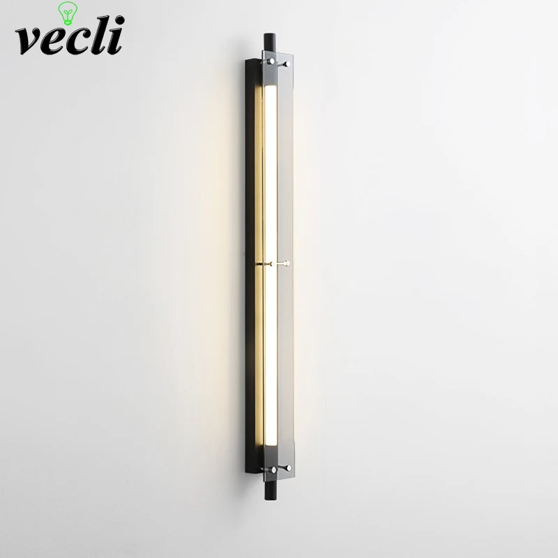 

Nordic Modern Minimalist Glass Strip Wall Lamp for Bedroom Living Room Hallway Hotel Vintage Italian Style Lighting