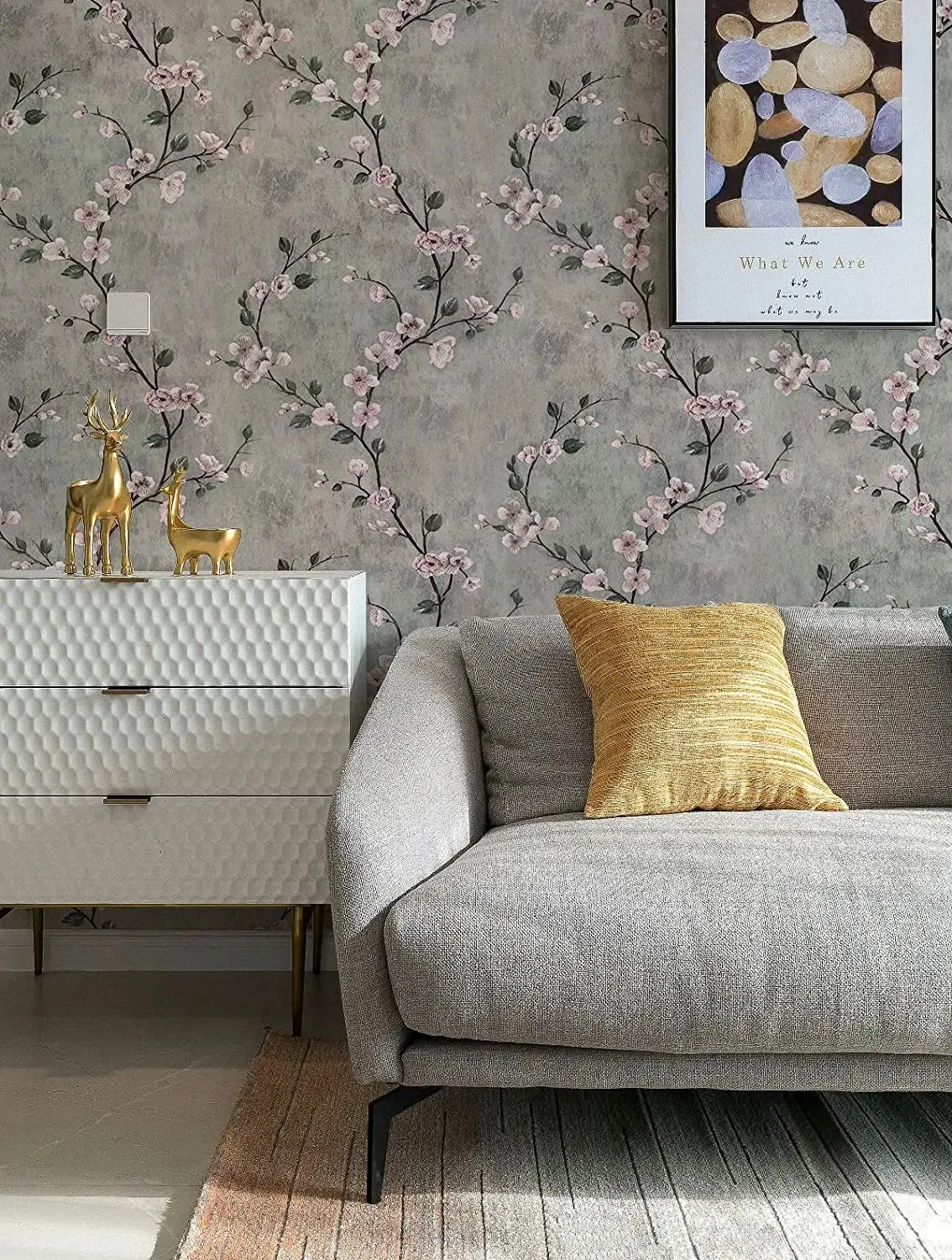 10M Vibrant Retro Ink Green Floral Self-Adhesive Vinyl Wallpaper-Peel and Stick,Waterproof,Removable,Living Room Furniture Table