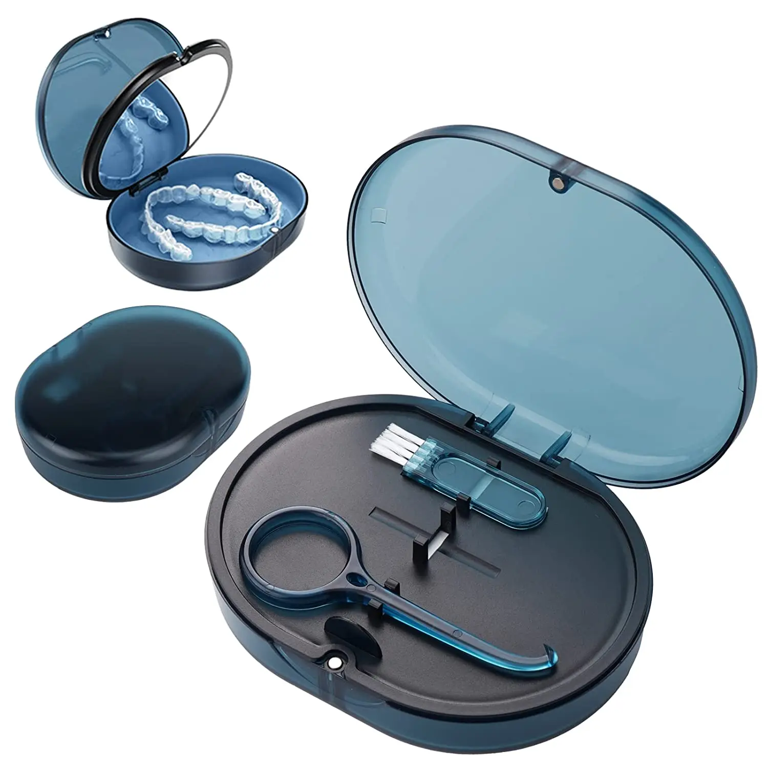 

Retainer Case,2 Layers Magnetic Mouth Guard Case with Silicone Pad,Denture Case for Cleaning,Orthodontic Dental Retainer Holder