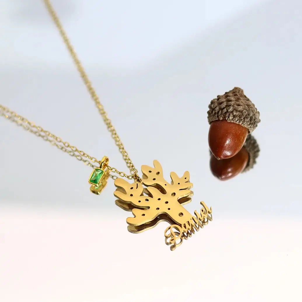 

Chandler Custom Name Coral Necklace Stainless Steel Gold Color Chain Personalized Pendant Jewelry For Women Valentine Gift