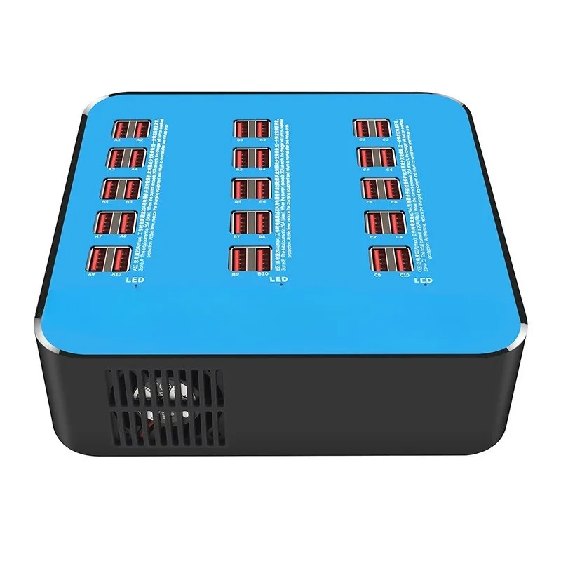 30-Port USB charger 300W high-power 2A intelligent fan cooling system