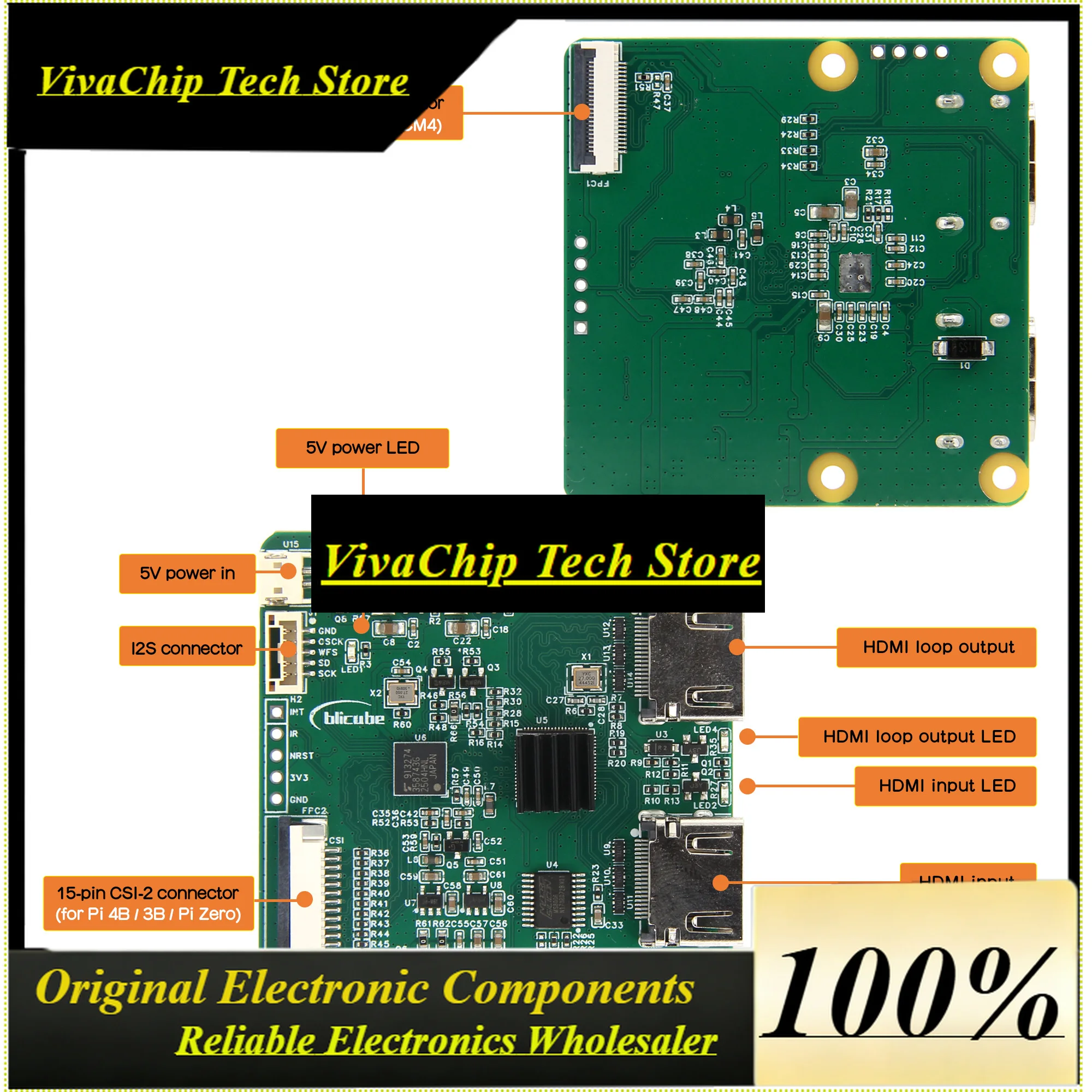 VoFSC792 HDMI To CSI-2 Converter Module With HDMI Loop Out Supports I2S Audio Output For Raspberry Pi 5B/4B//3B/Zero/CM5/CM