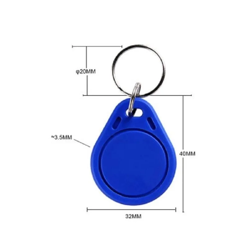 10pcs Blue ABS 13.56MHz NFC RFID Tag MF IC Card Proximity Keyfob Keychain Token Ring Waterproof Door Access Control System