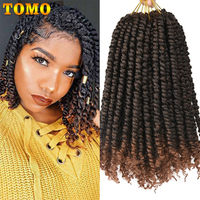 TOMO Bomb Twist Crochet Hair Synthetic 12Roots Spring Twist Pre Looped Crochet Braids Hair Extension Passion Twist for Women