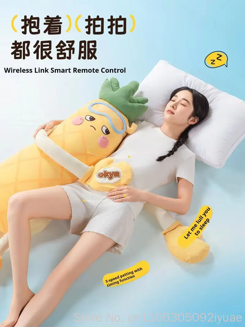 OKYA Pineapple King Sleeping Plush Patting Hugging Pillow Ice Silk Cooling Sensation Soothing Doll Tapping Plushie Birthday Gift