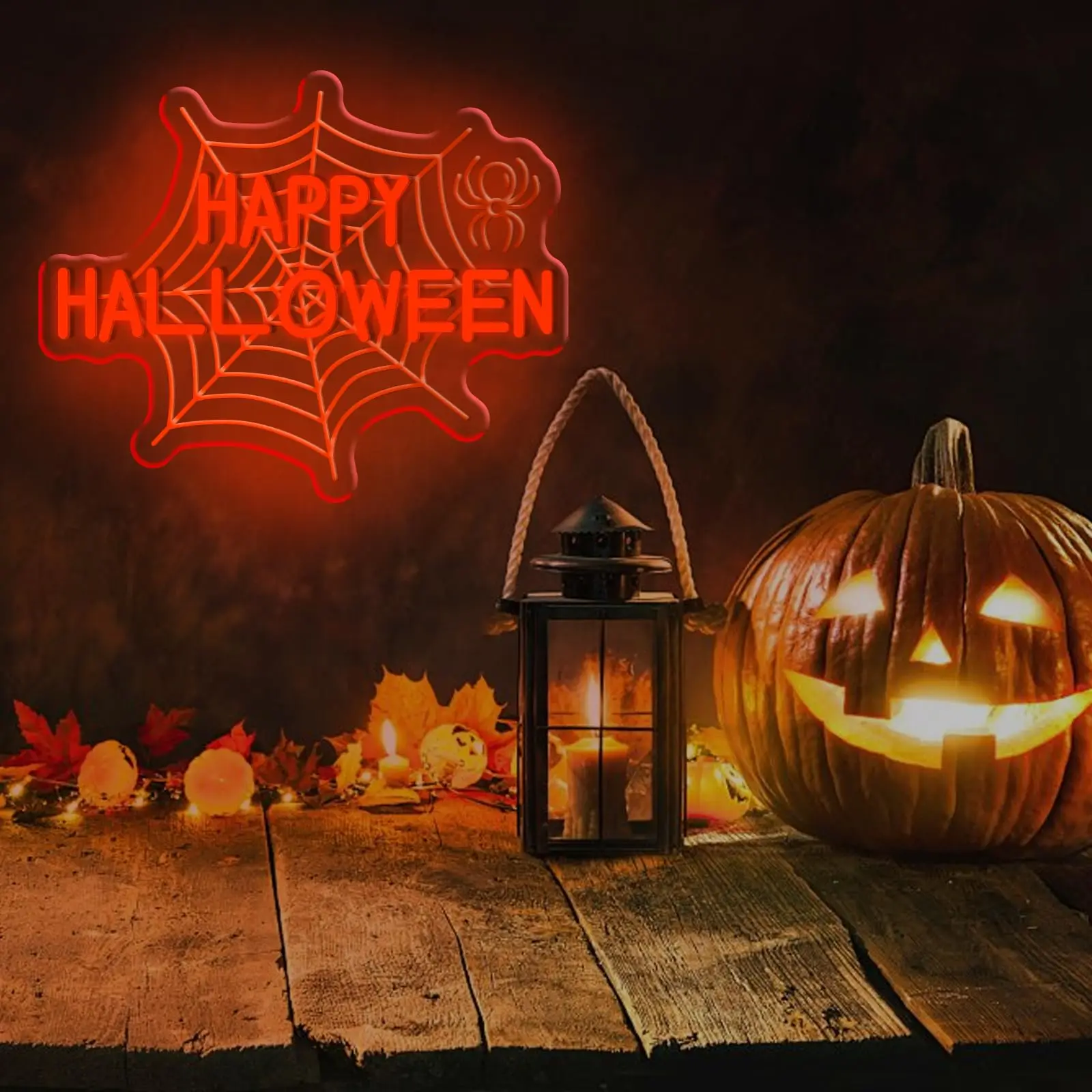 علامة الهالوين Spiderweb النيون الأحمر LED ضوء تسجيل جدار ديكور مع تصميم شبكة العنكبوت لحفلة الهالوين منزل مسكون ساحة الشرفة #2