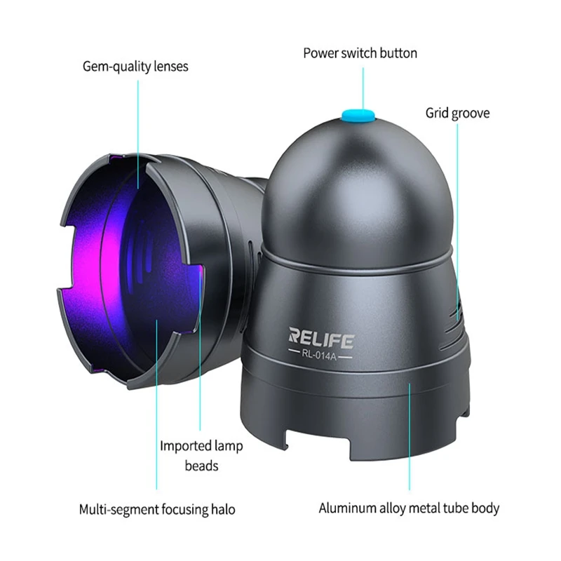 RELIFE-Lámpara de curado UV inteligente, luz de curado rápido de aceite verde para placa base de teléfono móvil, lámpara de reparación de pegamento