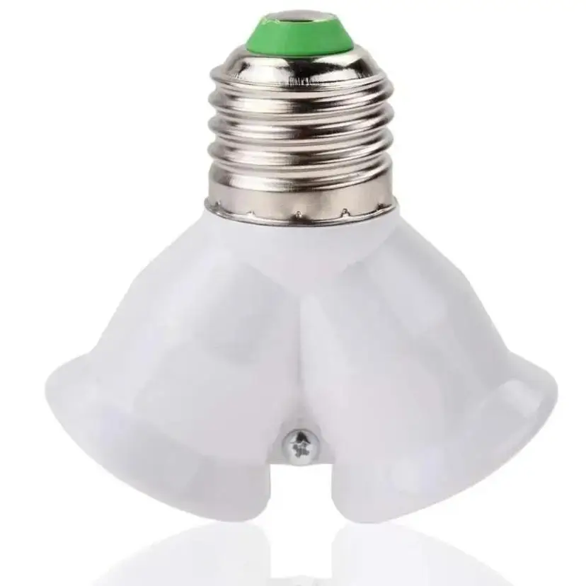 1 Pcs Screw E27 LED Base Light Lamp Bulb Socket E27 To 2-E27 Splitter Adapter HOT