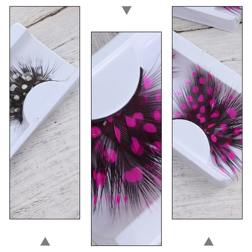 

2 Pairs False Eyelashes Pink White Reusable H made Cosplay Party Costume False Lash Extension Colored lashes Makeup