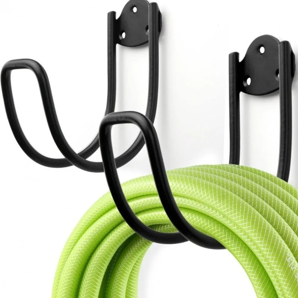 Iron Metal Garden Hose Holder Wall Mounted Easy Installation Outdoor Hose Hanger Compact Storage Hook