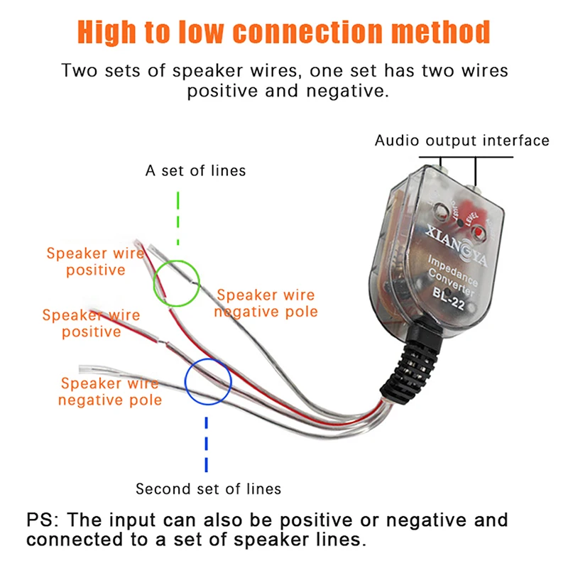 Car Speaker To RCA Level Adaptor High To Low Sockets Auto Line Out Audio Comverter Sound Subwoofer Amplifier