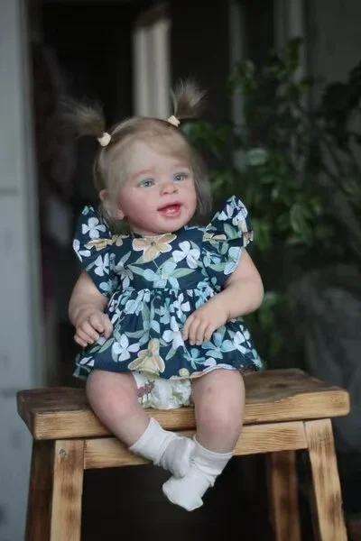 DLS – poupée bébé Reborn Yannik de 24 pouces, fourniture limitée personnalisée, avec cheveux enracinés à la main, poupée déjà finie avec robe différente