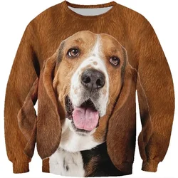 3D Print Dog Pet Pullovers Spring Autumn Fashion Animal Border Collie Dogs Pattern Hoodie Long Sleeved Round Neck Sweatshirt