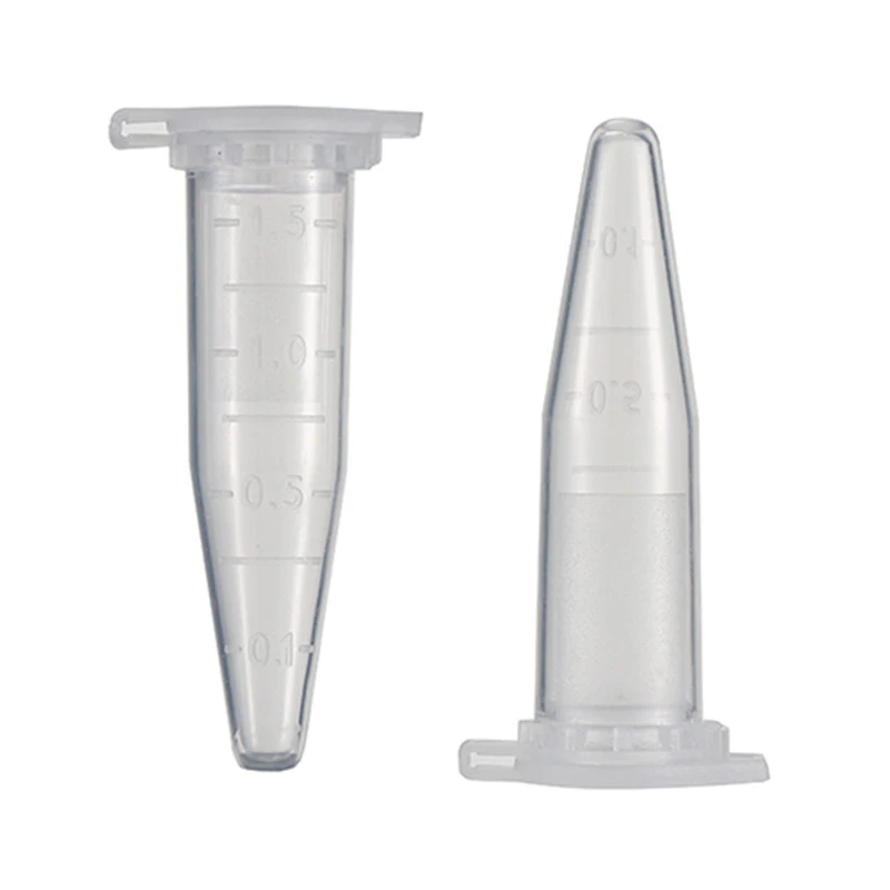 Tubo de ensayo de microcentrífuga, viales de plástico transparente, contenedor con tapa a presión para muestras de laboratorio, 500 unidades, 1,5 ml