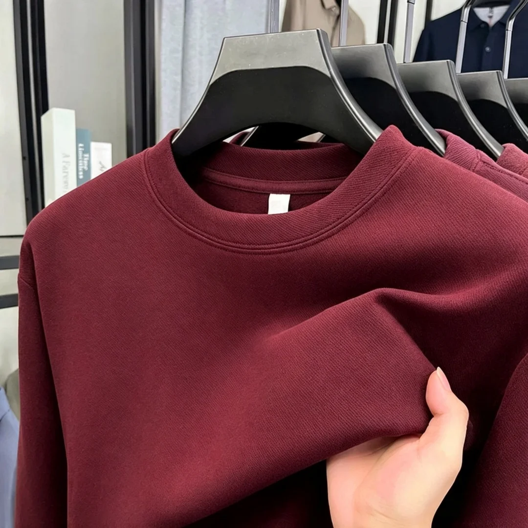 Soft cotton high-end brand men's long sleeved round neck T-shirt autumn fashion embroidered loose Korean sweatshirt casual top