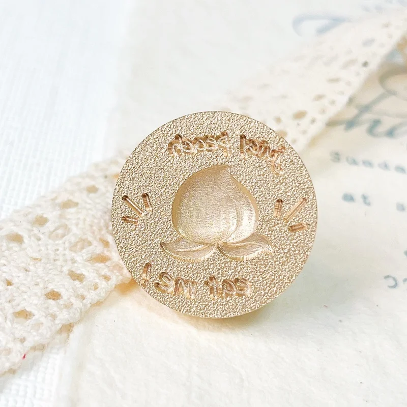 Peach Fire Seal Stamp Copper Head 3D Frosted Relief Wax Seal Stamp Brass Head Envelope Seal Stamp Toy Carved Laser Embossing