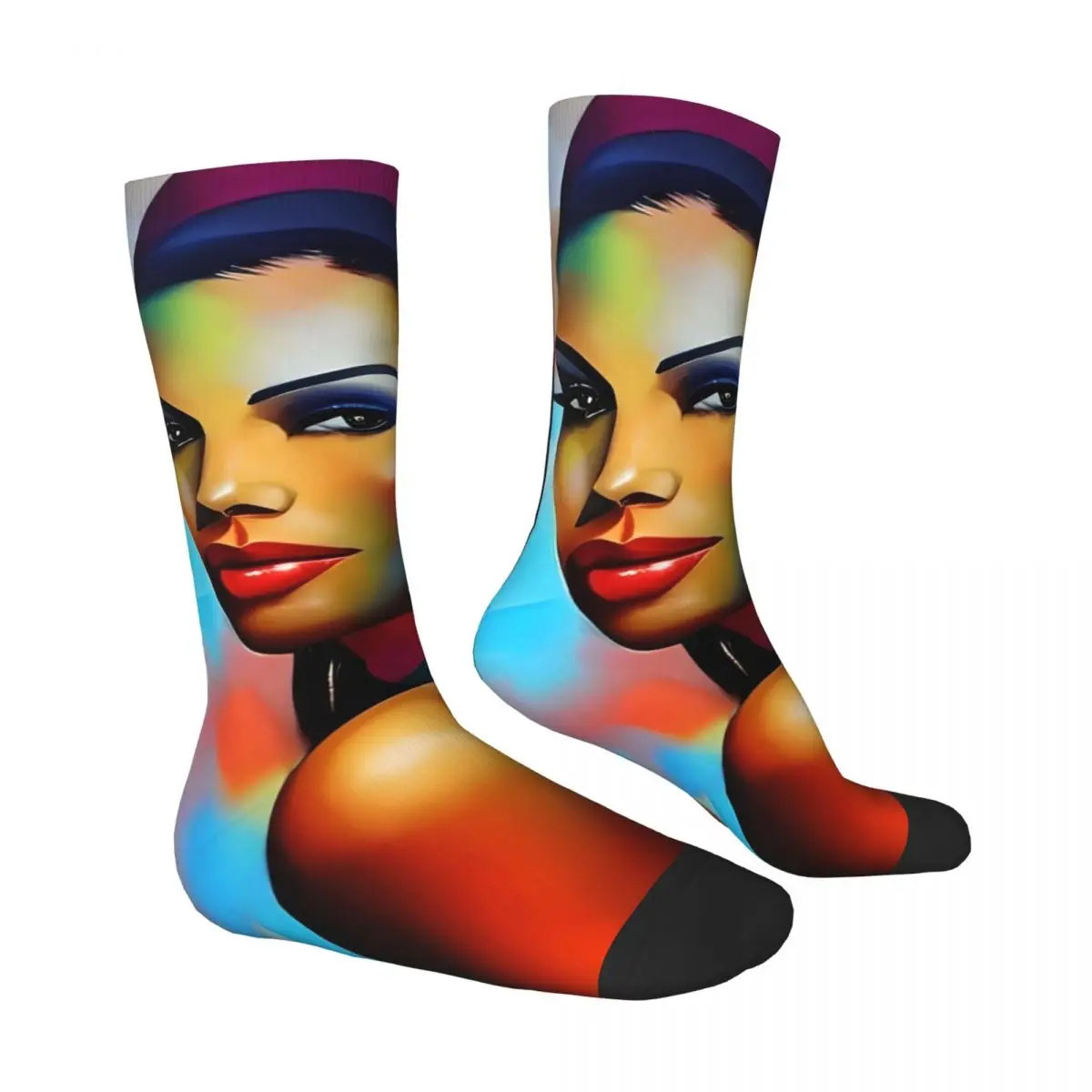 Lady Face Board Print Socks Autumn Abstract Art Stockings Gothic Ladies Warm Soft Socks Design Running Anti-Slip Socks