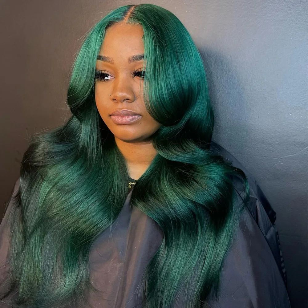 Linhua 5x5/4x4 Lace Wig Dark Green/Emerald Green Body Wave 13X4 Transparent Lace Wigs Remy 13X6 Lace Frontal Wig Preplucked