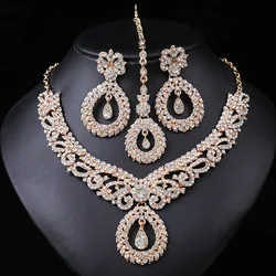 Accessories Vintage Necklace Set Women's Luxury Crystal Banquet Dress Accessories Three-piece